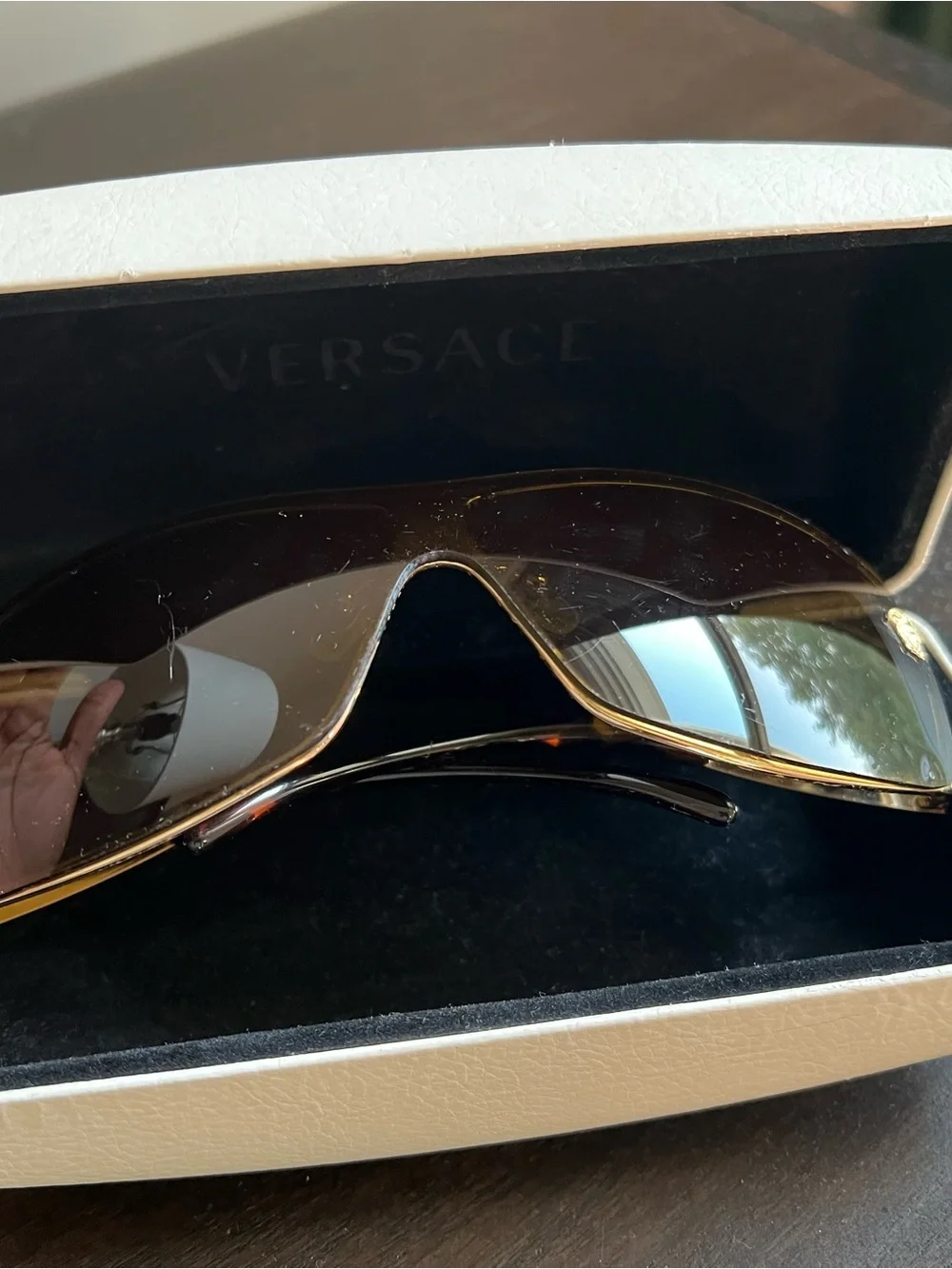 Versace Mod 2048 Vintage Oversized Designer Shield Sunglasses Made In Italy